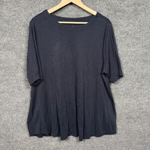 J.Jill Womens Size XL T-Shirt Tunic Black Pima Slub Elbow Sleeve Tee V Neck